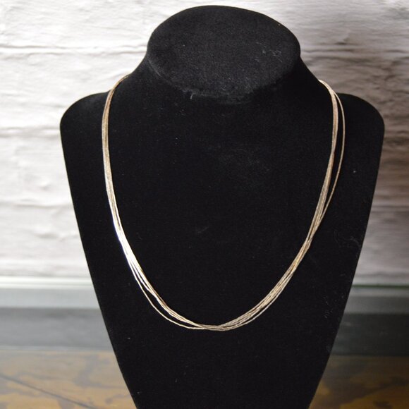 Vintage Sterling Silver Five-Strand Waterfall Bead Necklace - Picture 2 of 4